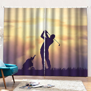 Pro Golf Swing Print Pencil Pleat Curtains