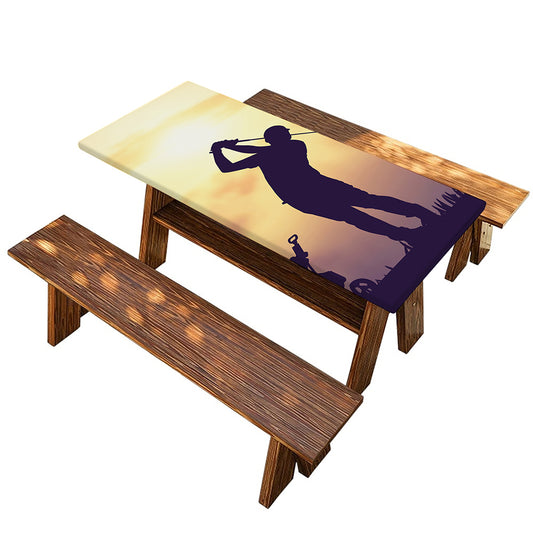 Pro Golf Swing Print Picnic Table Cover