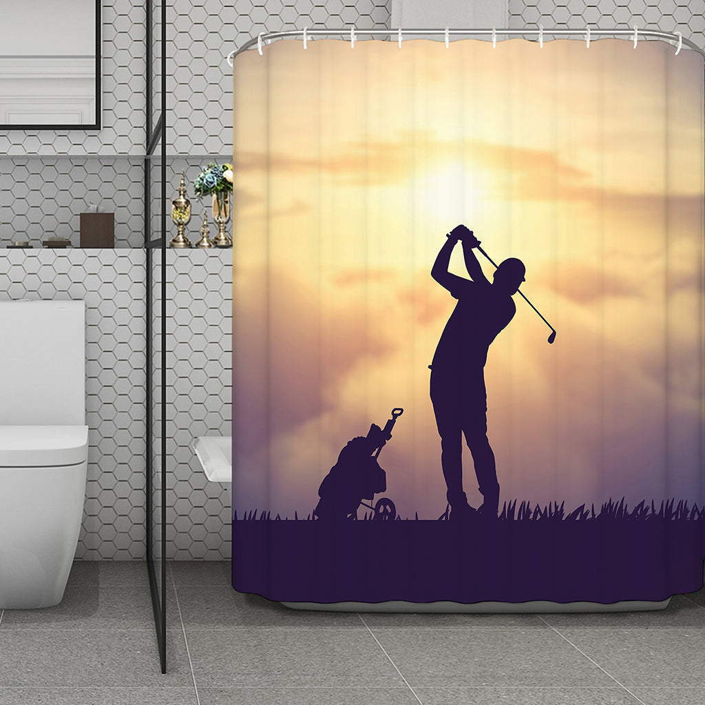 Pro Golf Swing Print Polyester Shower Curtain