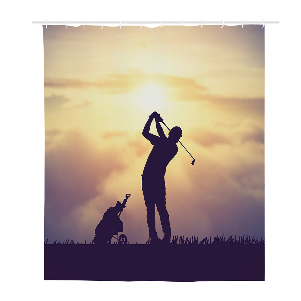 Pro Golf Swing Print Polyester Shower Curtain