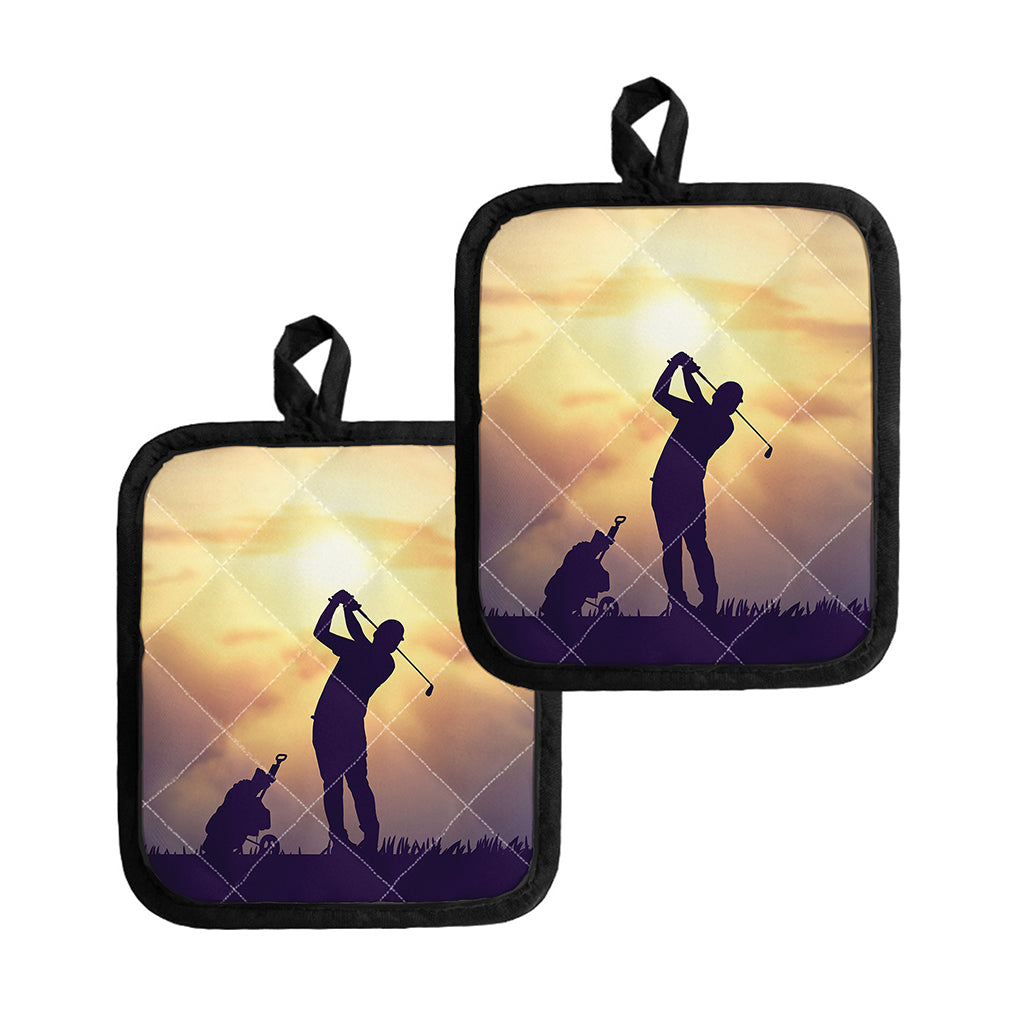 Pro Golf Swing Print Pot Holders