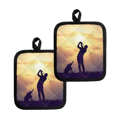 Pro Golf Swing Print Pot Holders