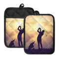Pro Golf Swing Print Pot Holders With Pocket