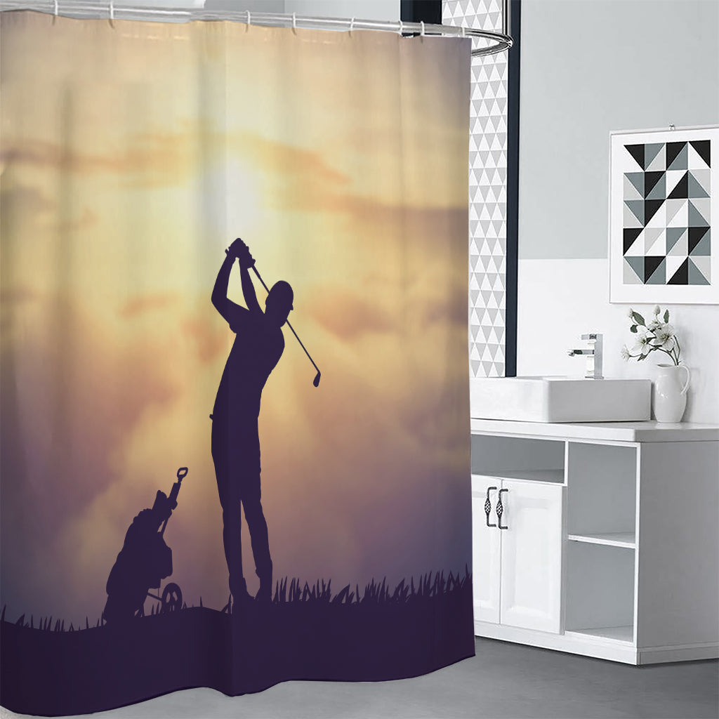 Pro Golf Swing Print Premium Shower Curtain