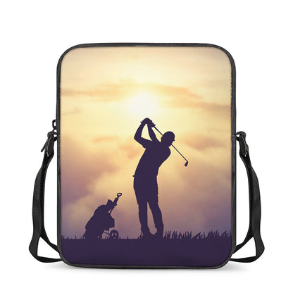 Pro Golf Swing Print Rectangular Crossbody Bag