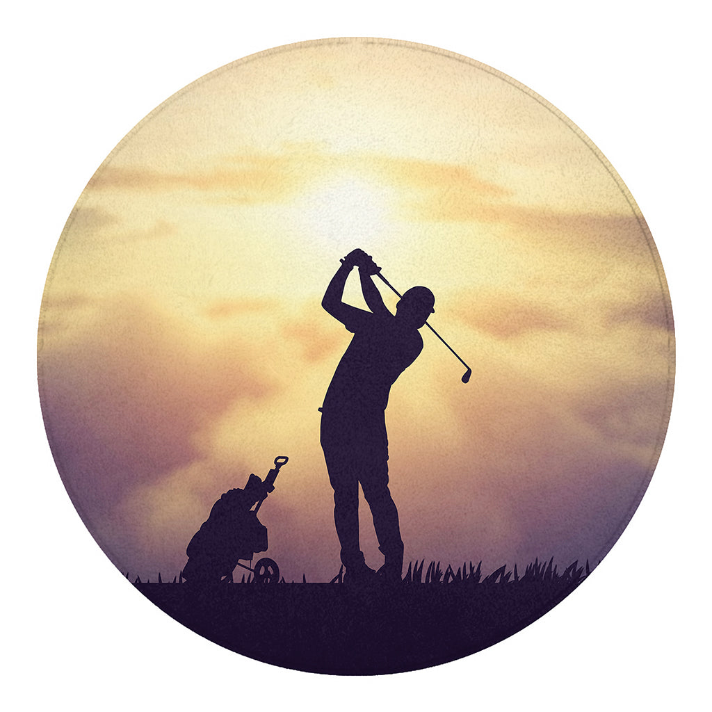 Pro Golf Swing Print Round Blanket