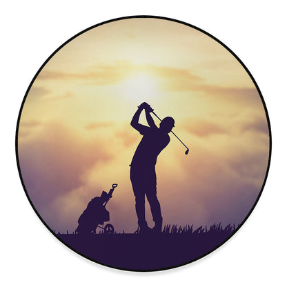 Pro Golf Swing Print Round Floor Mat