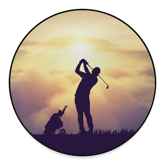 Pro Golf Swing Print Round Floor Mat