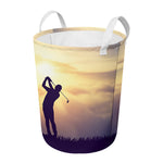 Pro Golf Swing Print Round Laundry Basket