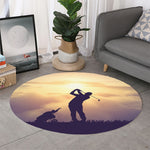 Pro Golf Swing Print Round Rug