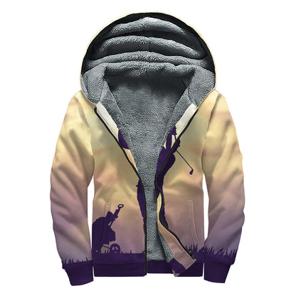 Pro Golf Swing Print Sherpa Lined Zip Up Hoodie
