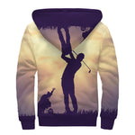 Pro Golf Swing Print Sherpa Lined Zip Up Hoodie