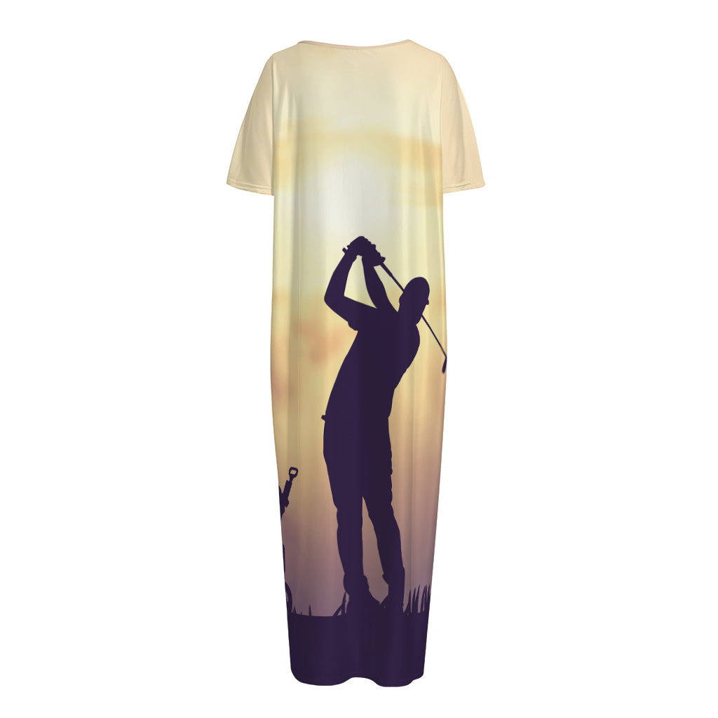 Pro Golf Swing Print Short Sleeve Long Nightdress