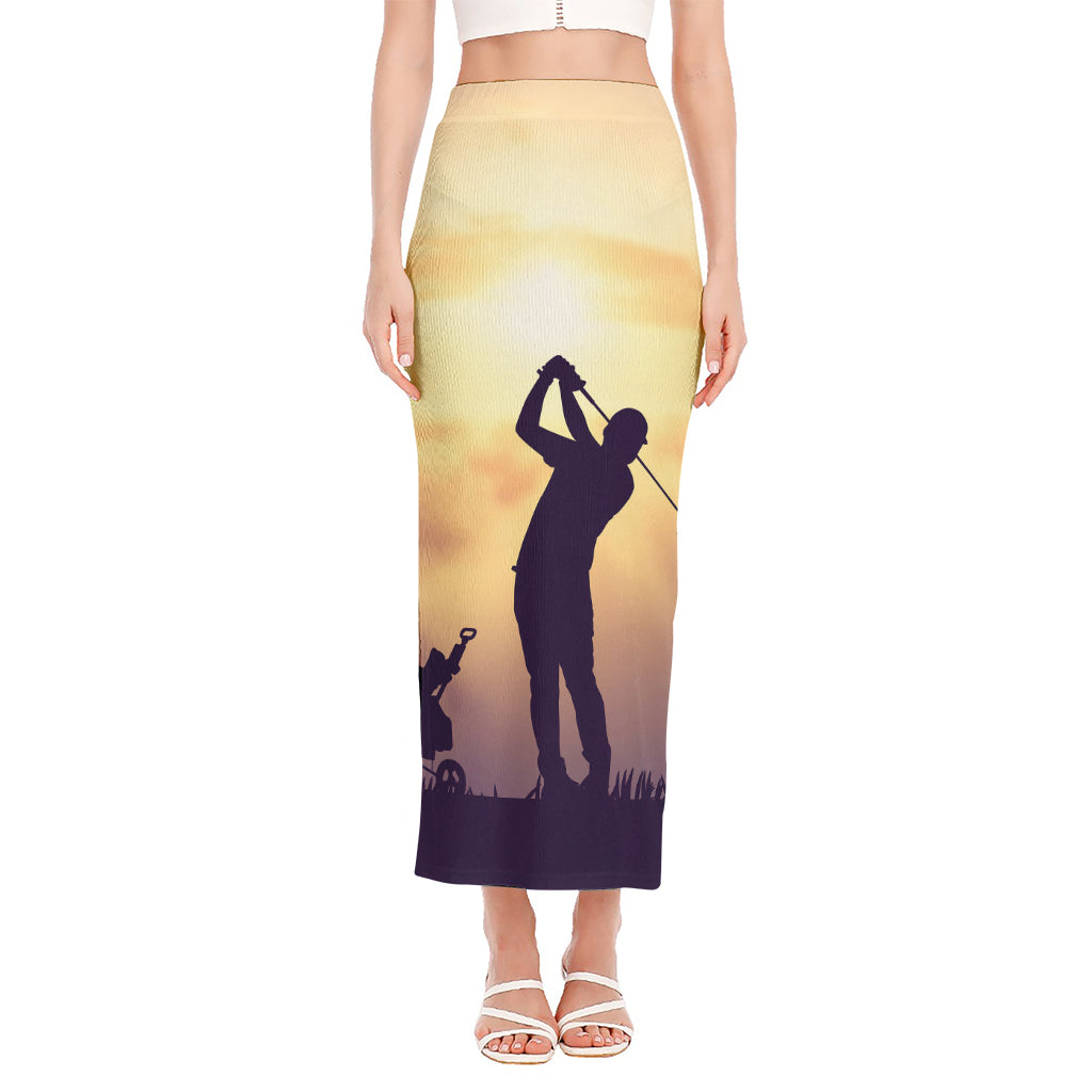 Pro Golf Swing Print Side Slit Maxi Skirt