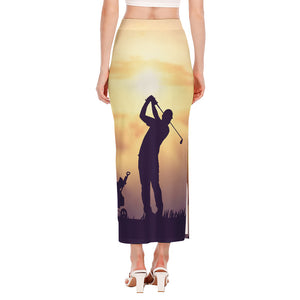 Pro Golf Swing Print Side Slit Maxi Skirt