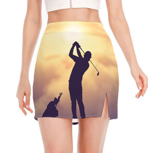 Pro Golf Swing Print Side Slit Mini Skirt