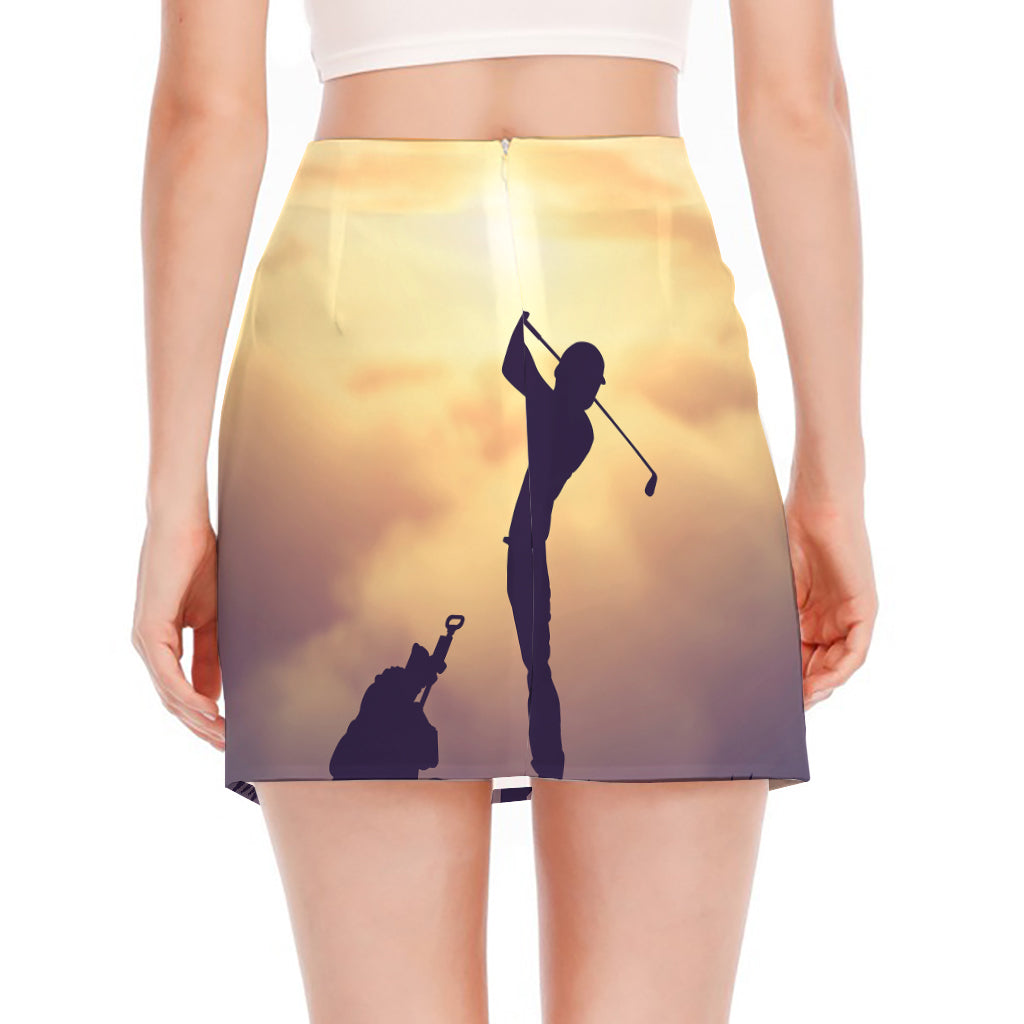 Pro Golf Swing Print Side Slit Mini Skirt