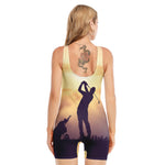 Pro Golf Swing Print Sleeveless One Piece Swimsuit