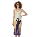 Pro Golf Swing Print Slim Fit Midi Cami Dress