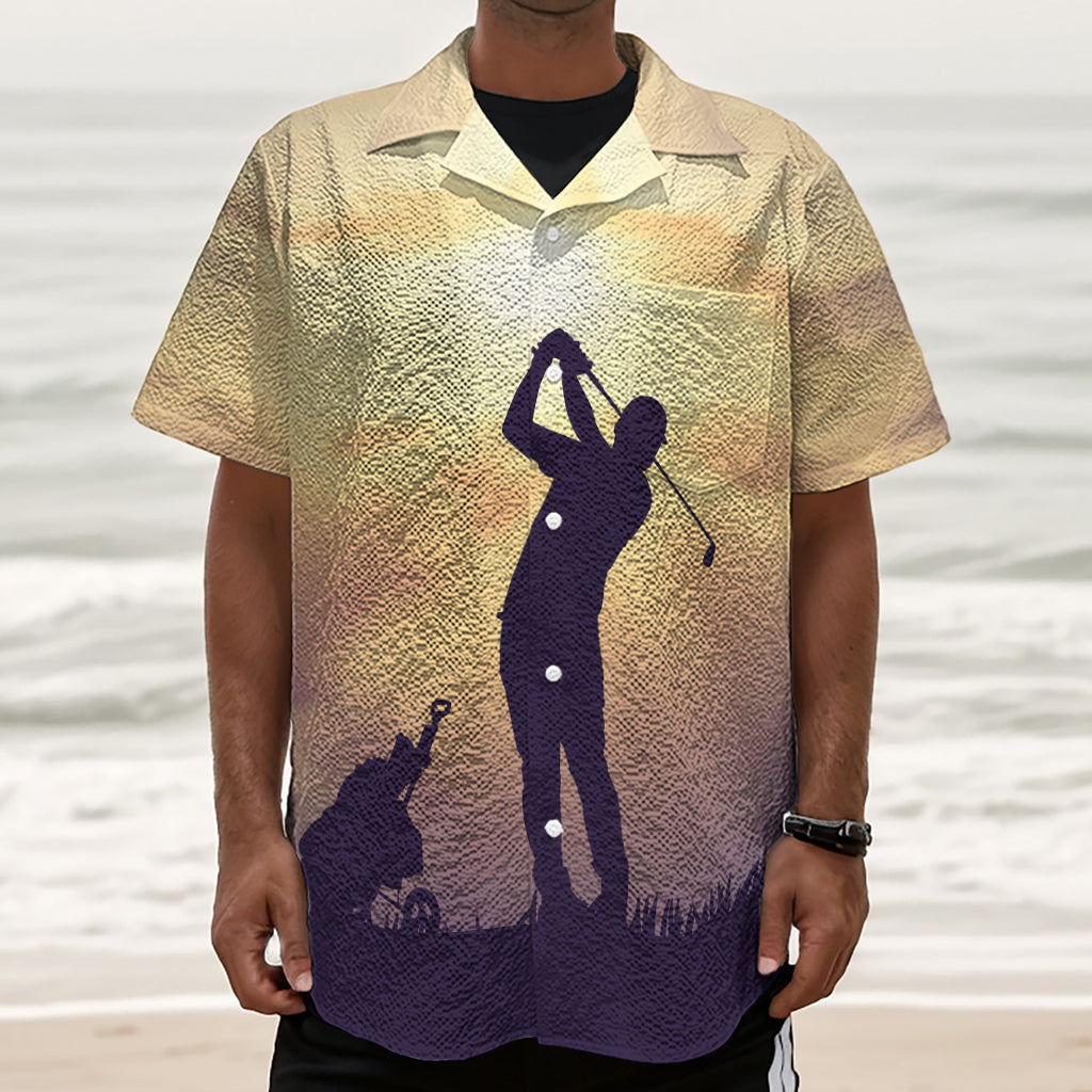 Pro Golf Swing Print Textured Short Sleeve Shirt