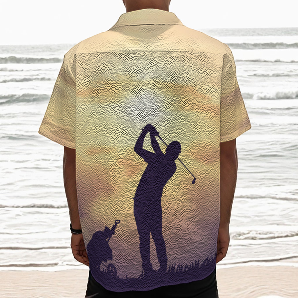 Pro Golf Swing Print Textured Short Sleeve Shirt