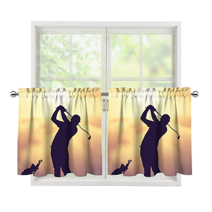 Pro Golf Swing Print Tier Curtains
