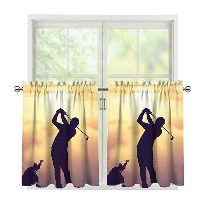 Pro Golf Swing Print Tier Curtains