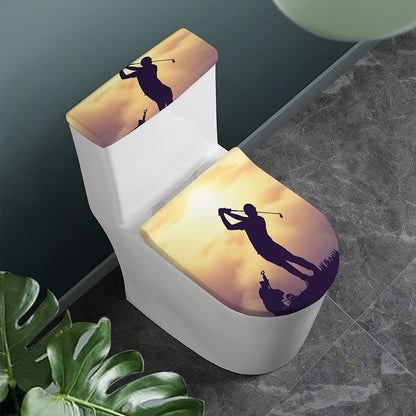 Pro Golf Swing Print Toilet Lid And Tank Cover Set