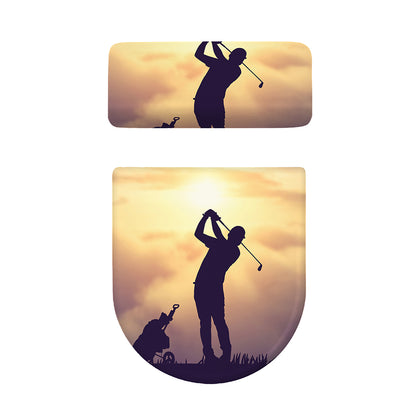 Pro Golf Swing Print Toilet Lid And Tank Cover Set
