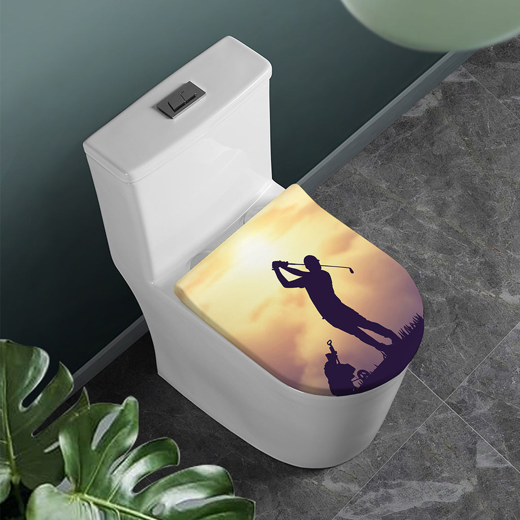 Pro Golf Swing Print Toilet Lid Cover
