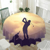 Pro Golf Swing Print Waterproof Round Tablecloth