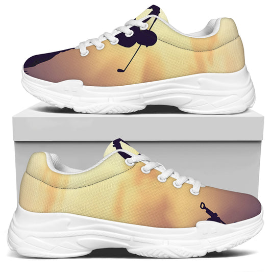 Pro Golf Swing Print White Chunky Shoes
