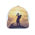 Pro Golf Swing Print White Mesh Trucker Hat