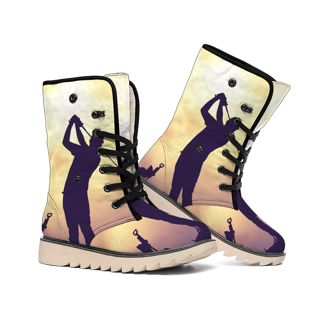 Pro Golf Swing Print Winter Boots