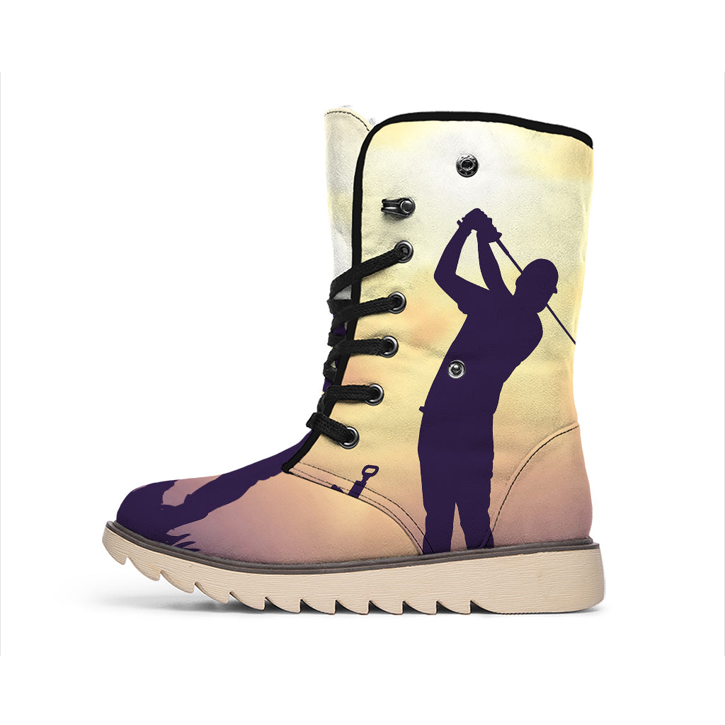 Pro Golf Swing Print Winter Boots