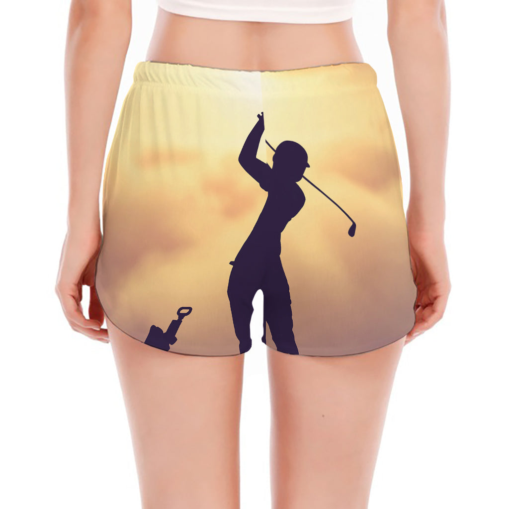 Pro Golf Swing Print Women's Split Running Shorts