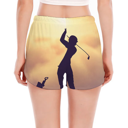 Pro Golf Swing Print Women's Split Running Shorts