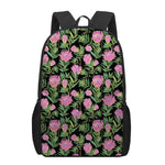 Protea Floral Pattern Print 17 Inch Backpack