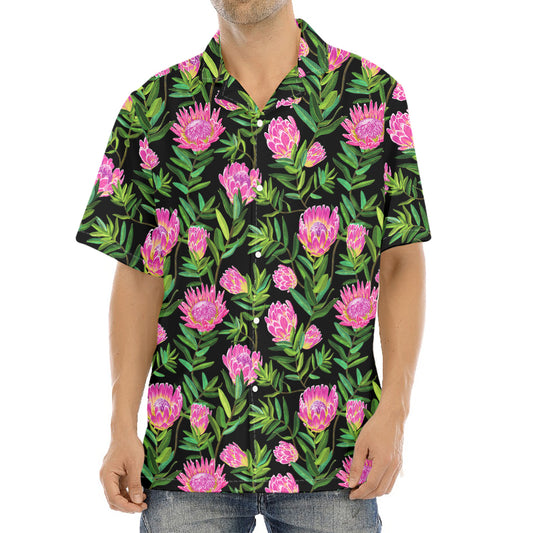 Protea Floral Pattern Print Aloha Shirt