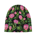 Protea Floral Pattern Print Beanie