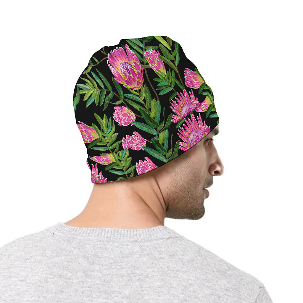 Protea Floral Pattern Print Beanie
