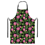 Protea Floral Pattern Print Bib Apron With Pocket