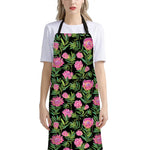 Protea Floral Pattern Print Bib Apron With Pocket