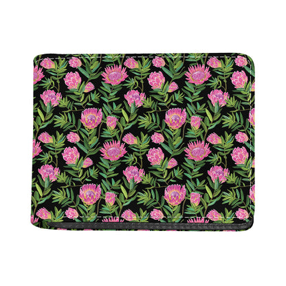 Protea Floral Pattern Print Bifold Wallet