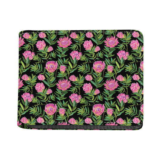 Protea Floral Pattern Print Bifold Wallet