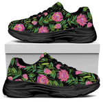 Protea Floral Pattern Print Black Chunky Shoes