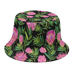 Protea Floral Pattern Print Bucket Hat