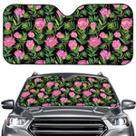 Protea Floral Pattern Print Car Windshield Sun Shade