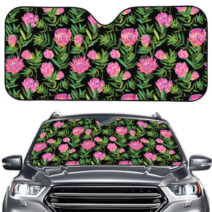 Protea Floral Pattern Print Car Windshield Sun Shade