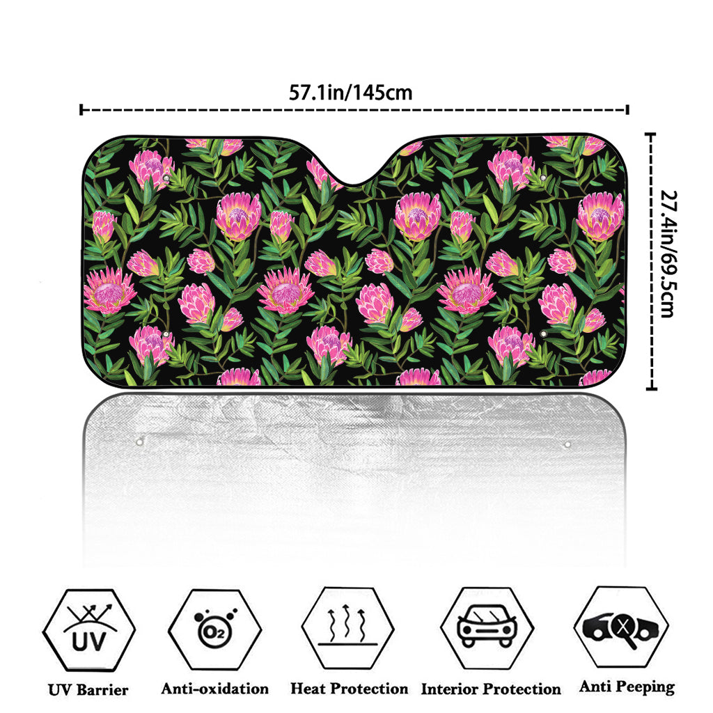 Protea Floral Pattern Print Car Windshield Sun Shade